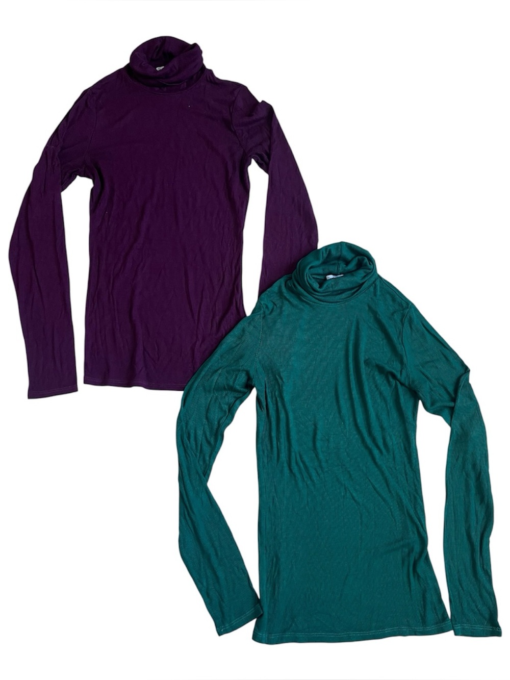 Michael Stars Long-Sleeve Turtleneck Tops in Purple and Teal bundle lot